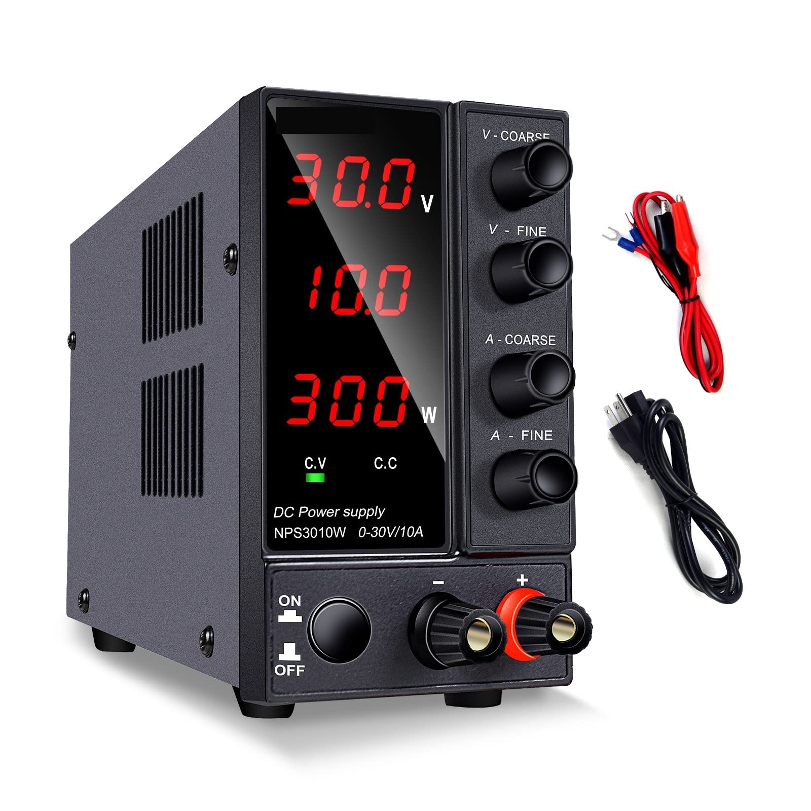 Fuente de Alimentacion Fuente de alimentación laboratorio 30v 10a, fuente CC conmutación ajustable, regulador voltaje, banco Variable(3 digits NPS 30V 10A)