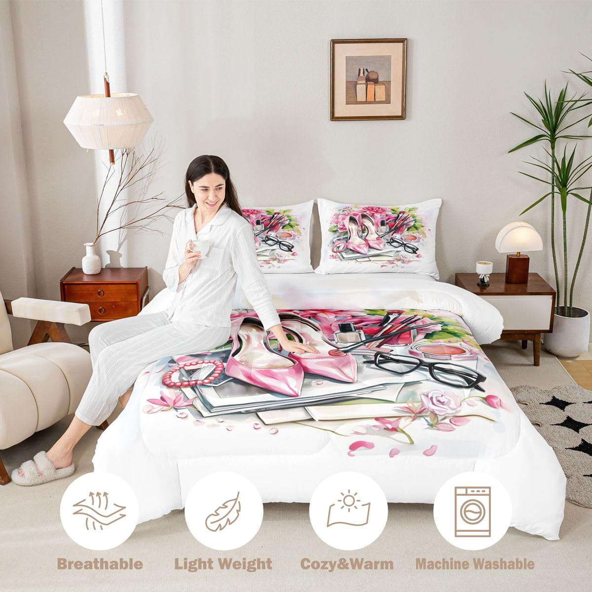 Homewish Zestaw pościeli i poszewek na poduszki na wysokim obcasie