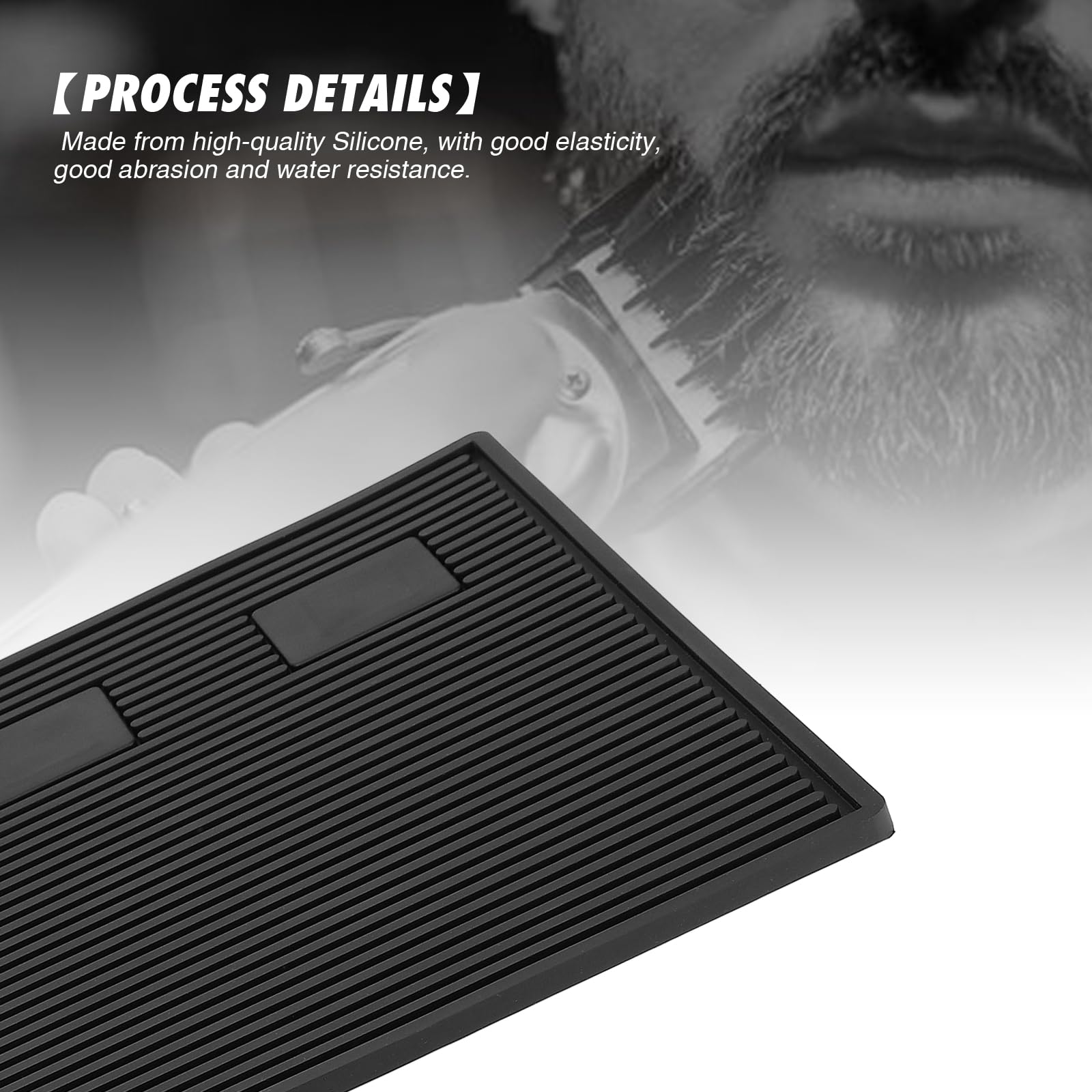 MoyRetty Magnetische Friseur-Stationsmatte für Schermaschinen, gestreifter rutschfester Organizer, professionelle Salon-Friseur-Arbeitsplatz-Pads, Schönheitssalon-Werkzeuge (48,3 x 33 cm, schwarz)