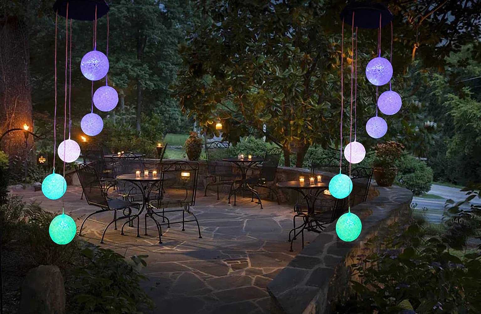 Solar LED Color Changing Wind Chime – Hummingbird/Ball/Dragonfly Design, Multicolor, Outdoor Garden Decor - View #4