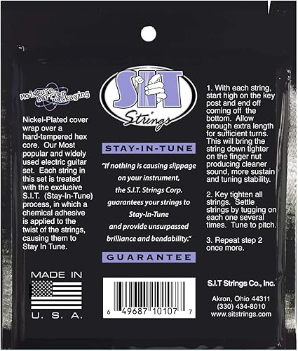 Miniatura 2 de SIT Strings Cuerdas de guitarra eléctrica Power Wound Nickel (S.I.T.), fondo pesado 10-52, S1052