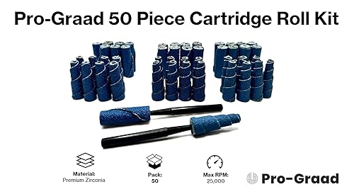 Miniatura 2 de Kit de lijadora de rollo en espiral de 50 piezas con cartucho abrasivo de circonia, mini cono y cilindro para metal, madera, acero inoxidable,