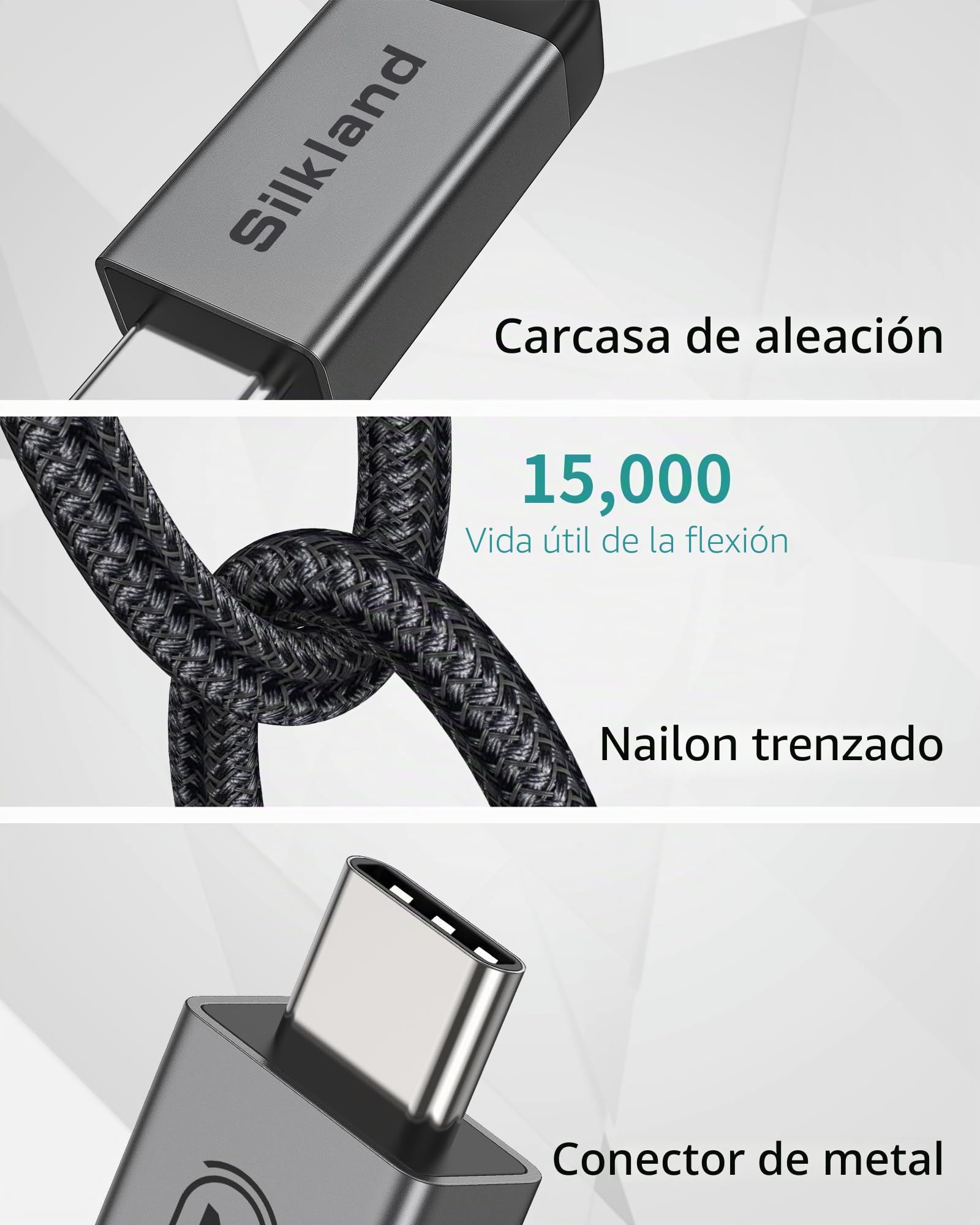 Silkland Cable USB 4 5 m, 20 Gbps de transferencia de datos, 5 K@60 Hz, 4 K @ 60 Hz, carga rápida de 240 W, compatible con Thunderbolt 4/3, MacBook, DELL XPS, Surface Pro, VR Headset