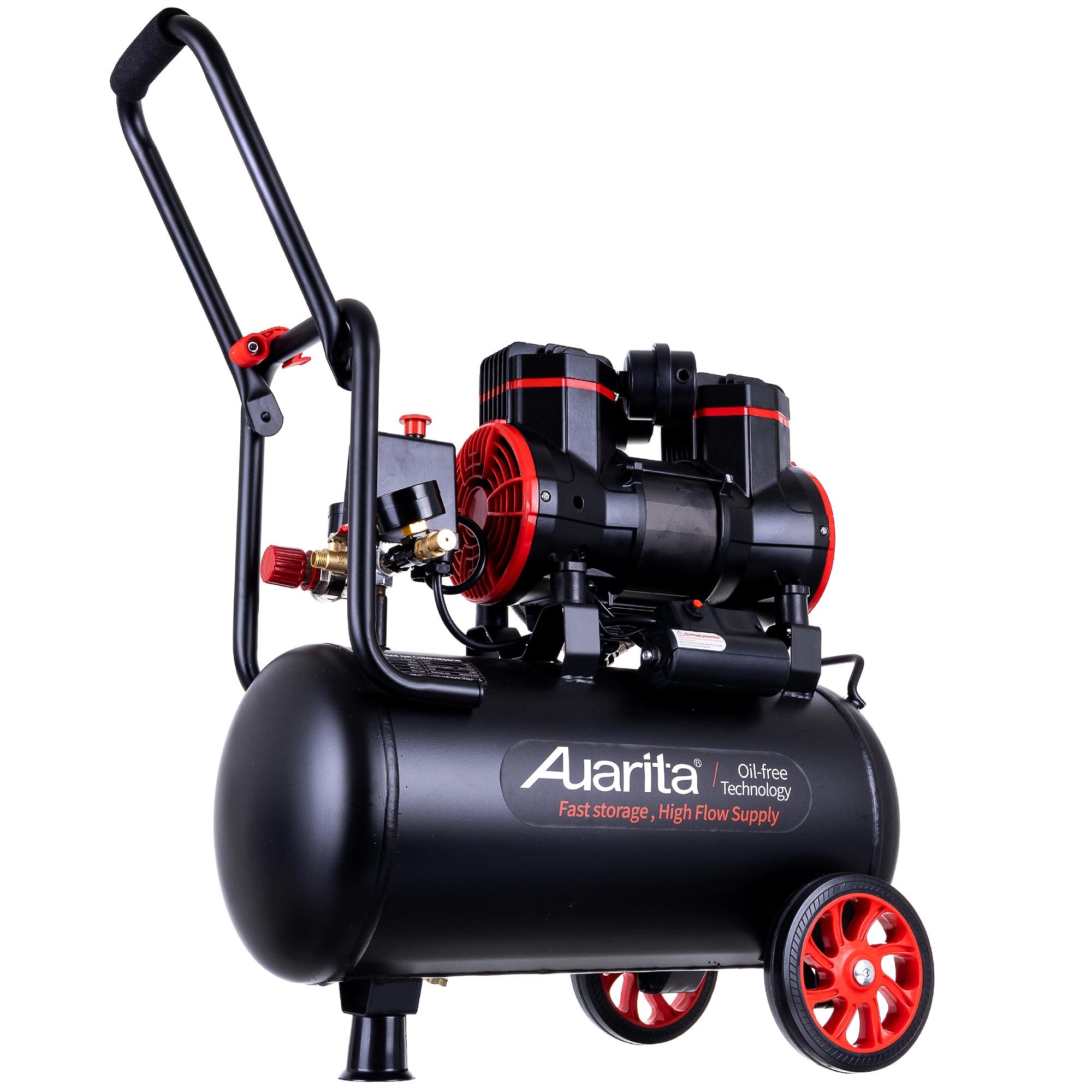Compresseur Sans Huile À Pistons 24L Auarita 1450W 8 bars Bobinage en cuivre