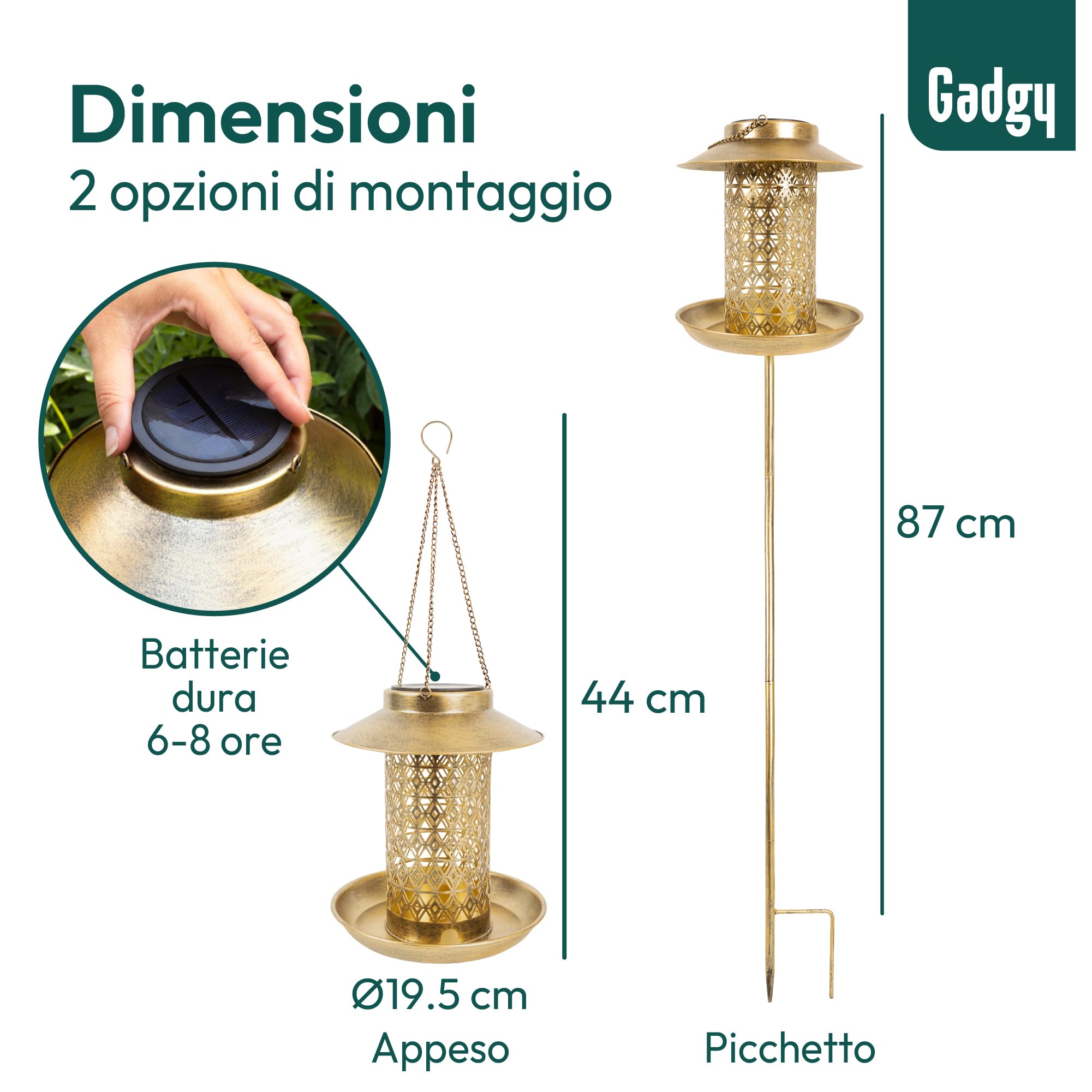 Gadgy Mangiatoia per Uccelli con Luce Solare – Casetta per Uccelli da Esterno 2-in-1 con Illuminazione LED – Decorazione da Giardino Resistente alle Intemperie