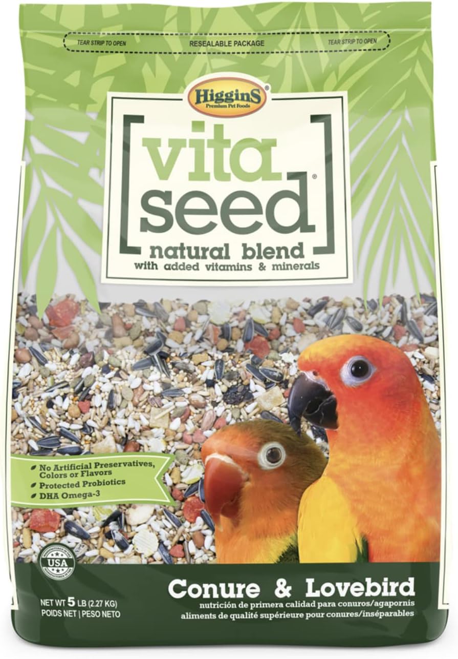 Higgins 2 Pack of Vita Seed Natural Blend Conure and Lovebird Food, 5 Pounds Each