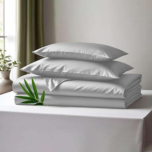 Linenwalas Juego de sábanas de bambú 100 % refrescantes, 3 piezas, tamaño individual XL, sábanas suaves de 1800 hilos, bolsillo profundo de 16 Linenwalas Juego de sábanas de bambú 100 % refrescantes, 3 piezas, tamaño individual XL, sábanas suaves de 1800 hilos, bolsillo profundo de 16