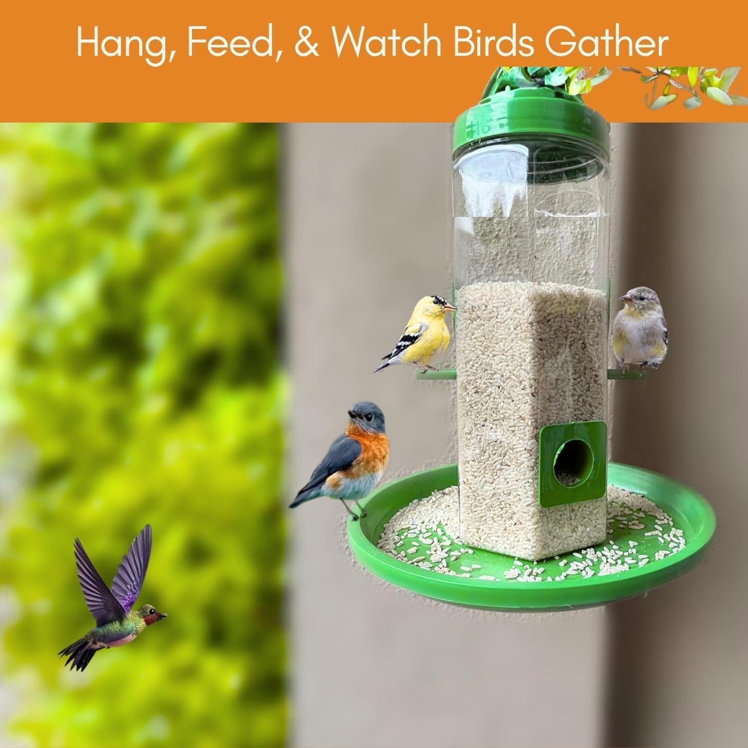 QONETIC Bird Feeder Tower | Hanging for Balcony, Window, Garden | Outdoor Plastic Bird Food Feeder | 900g Seed Container for Sparrows, Finches, Budgies (Tower Feeder, 1) - Image 7 thumbnail