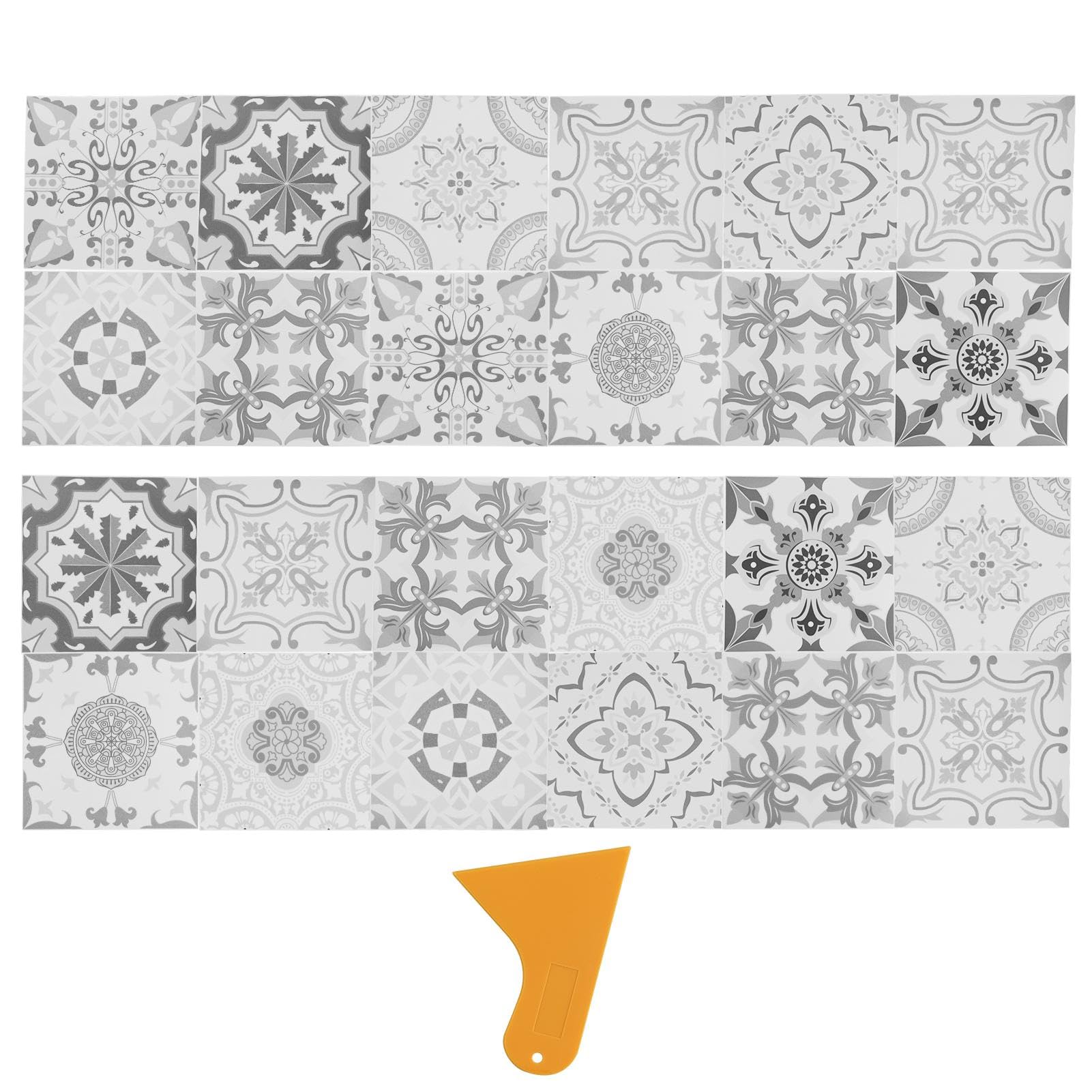 24 pezzi Adesivi per Piastrelle Bianco e Grigio, 15 x 15CM, Piastrelle Adesive Cucina, piastrelle adesive da incollare, piastrelle da cucina