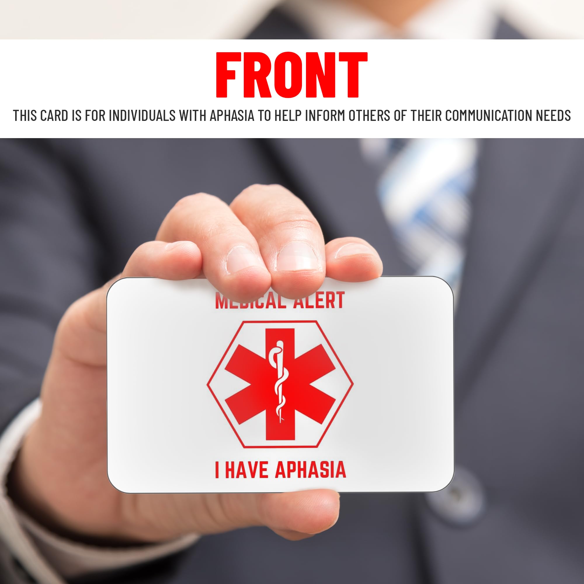 Aphasia Medical Alert Communication Wallet Card, confezione da 2 (bianco)