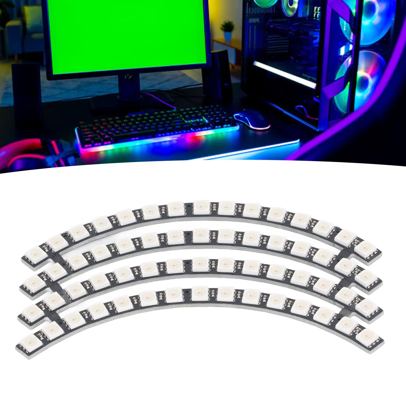 Leapiture 60 Bits LED Lamp Board WS2812 5050 RGB Round Light Module LED Ring Lamp Board High Brightness Reliable for Home Room Decoration Support Microcontroller 5V