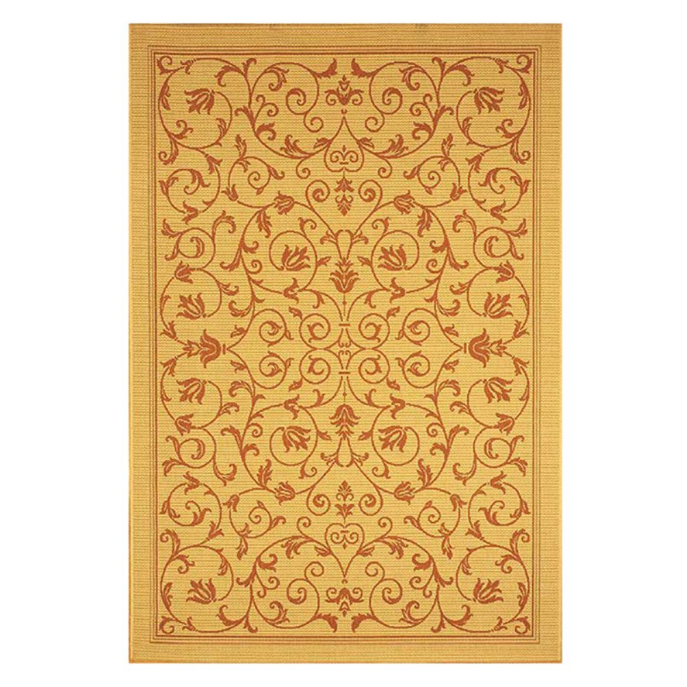 Safavieh Courtyard Collection CY2098 Scroll Indoor/Outdoor Non-Shedding Stain Resistant Patio Backyard Area Rug, 9' x 12', Natural/Terra