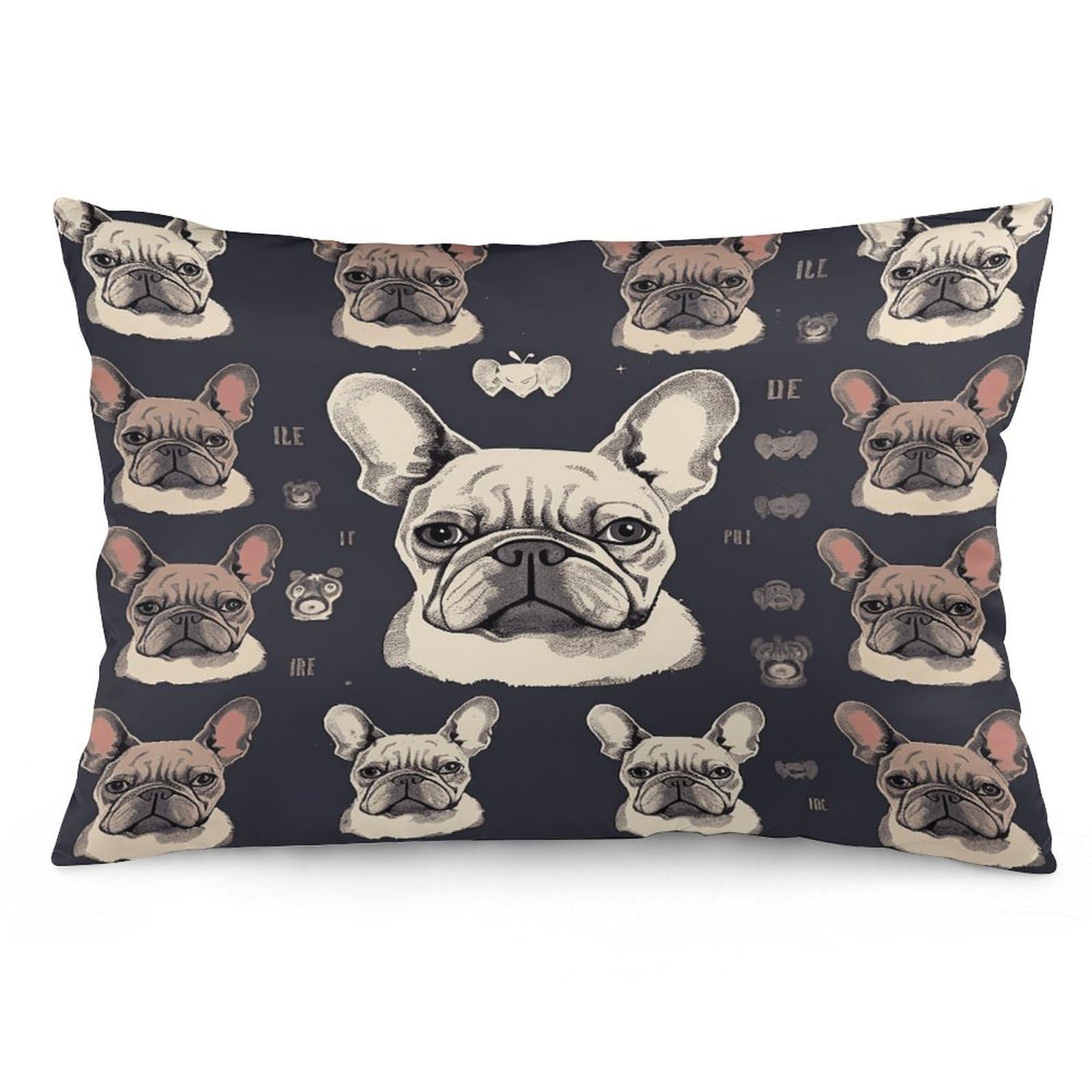 I Love French Bulldog Throw Pillow Cover Soft Pillow Case Decorative Lumbar Pillow Cover Cozy Throw Pillowcase Polyester Rectangular Cushion Case Decor for Couch Sofa Bed