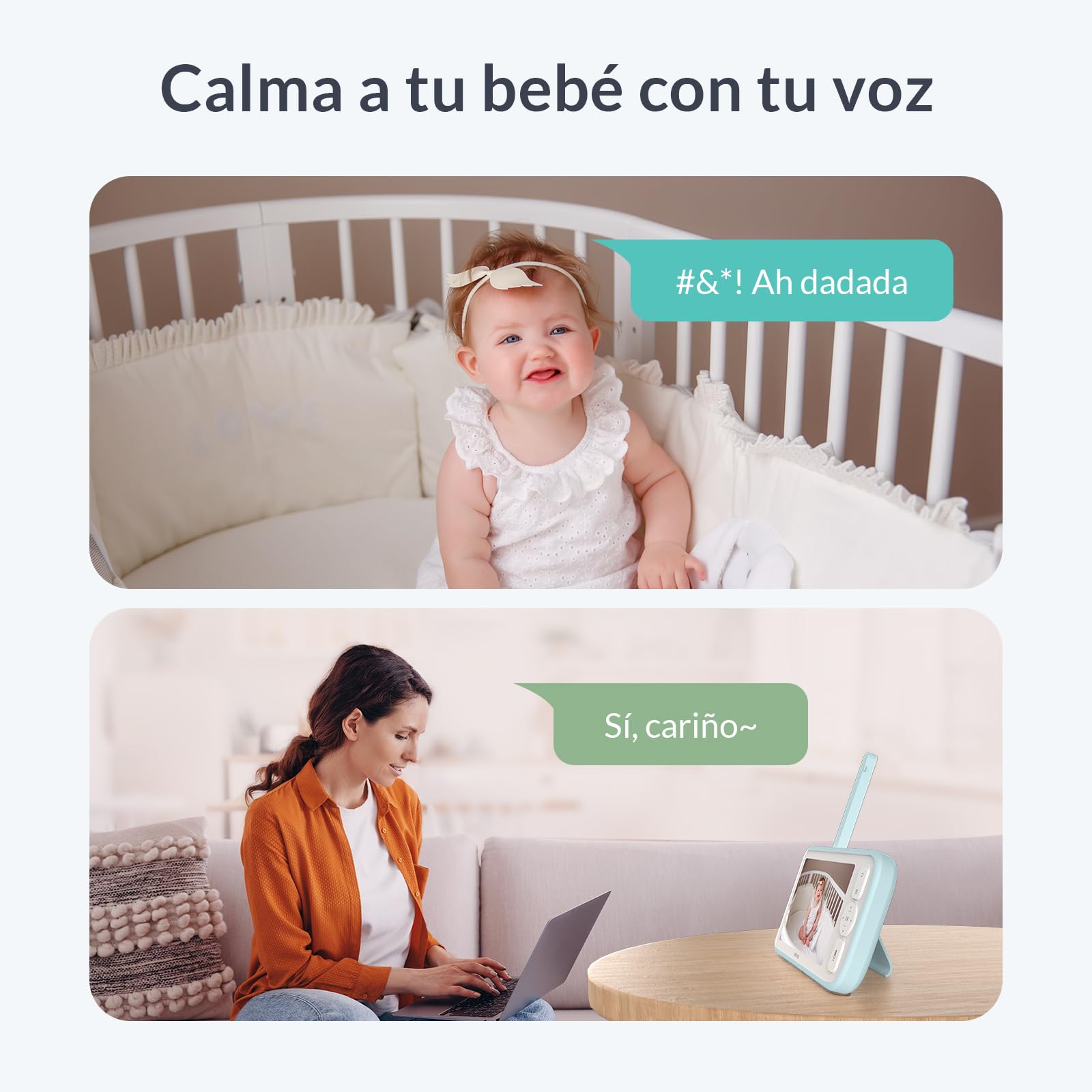 NETVUE Camara Vigilancia Bebe con Soporte 4 en 1, Azul 5000mAh Inalámbrico 5" Vigilabebes con Camara, 1080P Baby Monitor con Visión Nocturna, Audio Bidireccional, VOX, Detección de llanto y movimiento