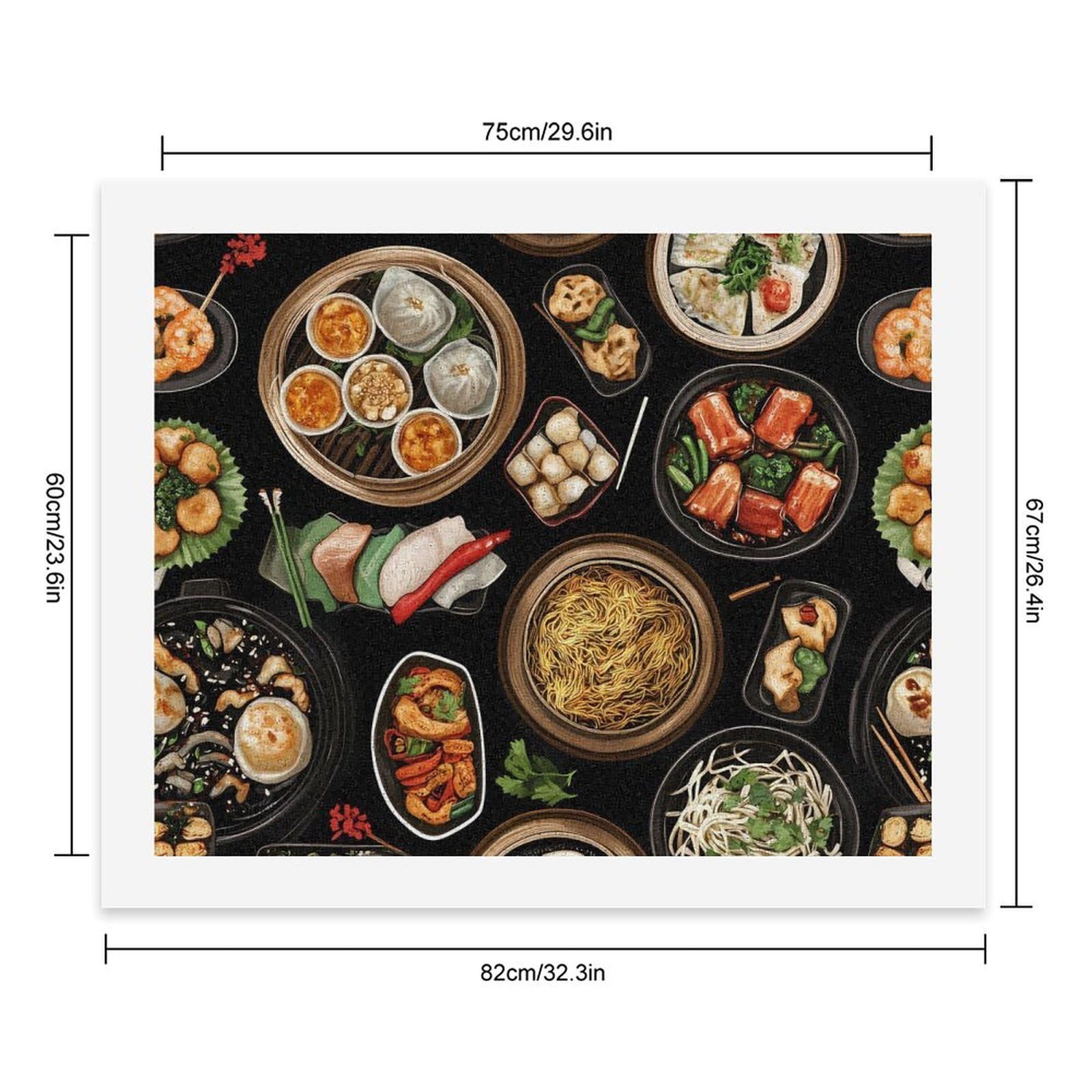 Lustiges Malen nach Zahlen für Erwachsene, Motiv: Chinesisches Essen, Baumwolle, digitales Ölgemälde, Heimdekoration, Geschenk, 60 x 75 cm