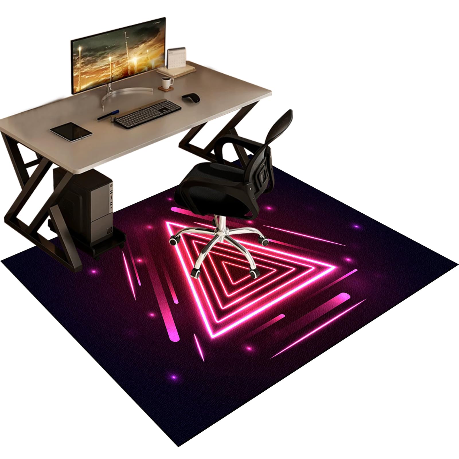 Gaming Chair Mat for Carpet, Floor Protector for Office Chair, Anti-Slip Desk Chair Mat, Office Chair Mat for Hardwood Floor, 100 x 120 cm Washable Computer Rolling Chair Mat for Home and Office