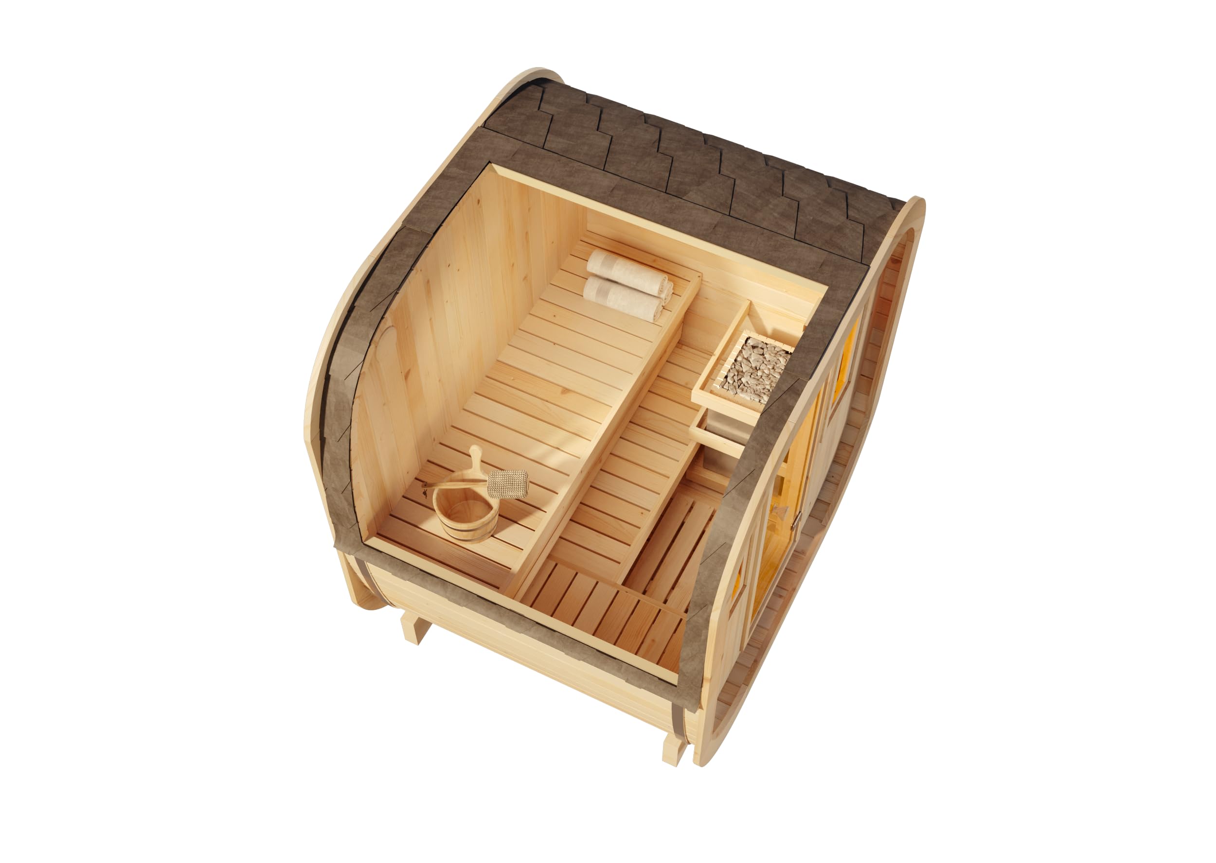 Fasssauna ScandiCube Mini XS 210x166cm Natur 42mm Wandstärke