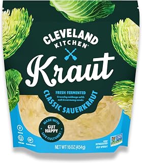 Cleveland Kitchen Classic Caraway Kraut - Fresh Crunchy Sauerkraut with Live Probiotics, Traditional Bavarian Flavor, 16 oz