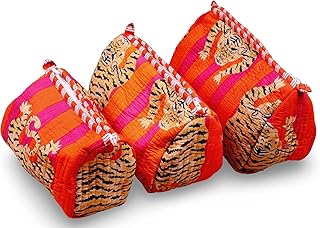 Tiger Print Makeup Bag Set of 3 Pieces Indian...