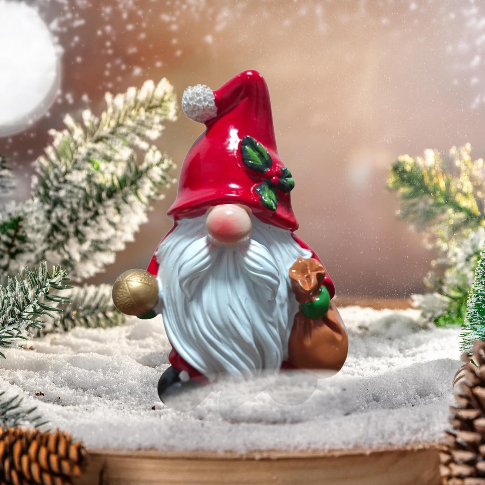 Pieza de decoración navideña Resinas no tóxicas Estatua de gnomos de Papá Noel Diseño Resistente a la Intemperie para Festivos Adorno Espacial Estatuilla de Papá Noel