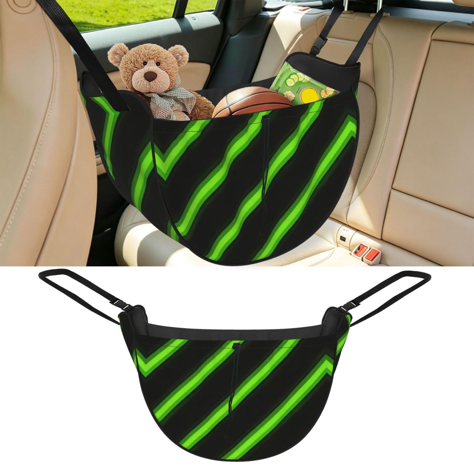 Cntdbu Black Diagonal Stripe Car Seat Organizer-Backseat Storage Bag For Travel