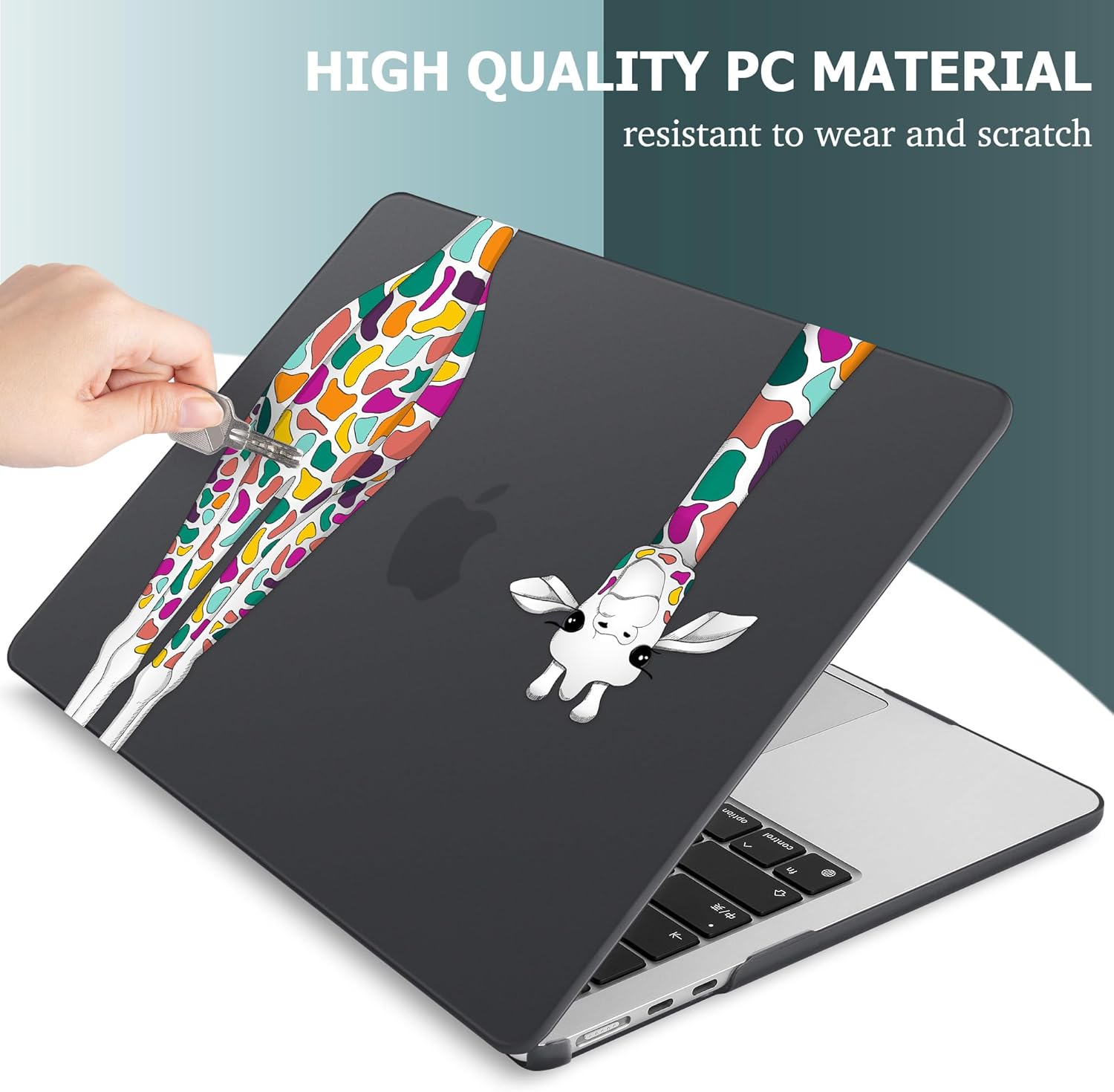 May Chen for MacBook Air 13.6 Inch Case 2025 2024 2023 2022 Release Models: A3240 M4 A3113 M3 A2681 M2, Plastic Hard Shell Case for MacBook Air 13.6" with Retina Display, Black Colorful Giraffe - Image 4