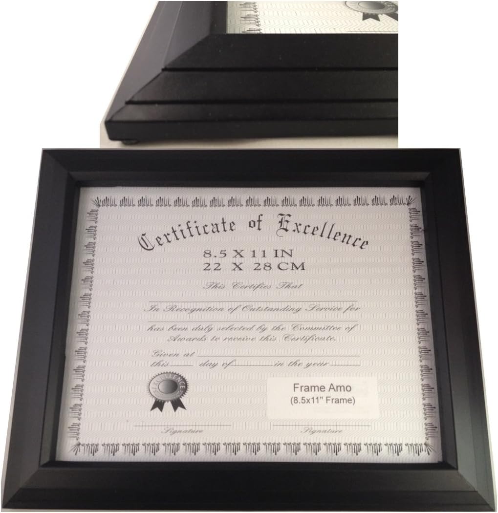 Frame Amo Black 8.5x11 Certificate Document Frame, 1.1" Wide TripleStep Border (1) Amazon.ca