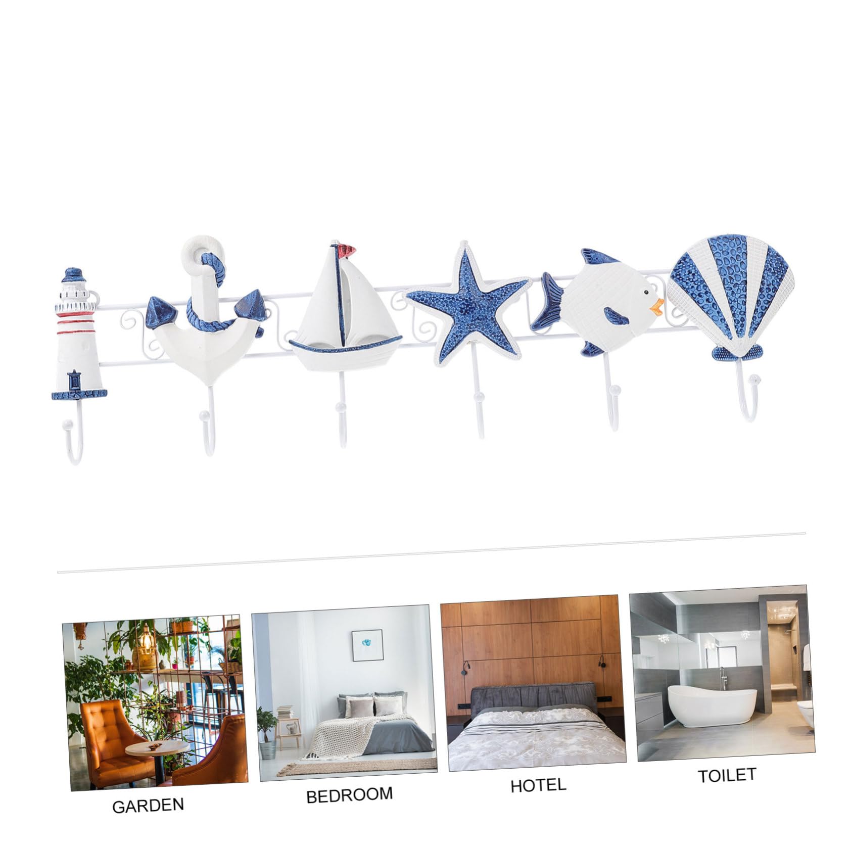 Mediterrane Vintage Kleiderhaken Kreative Hakenleiste mit 6 Starken und Bruchsicheren Haken für Garderobe und Haustürdekoration