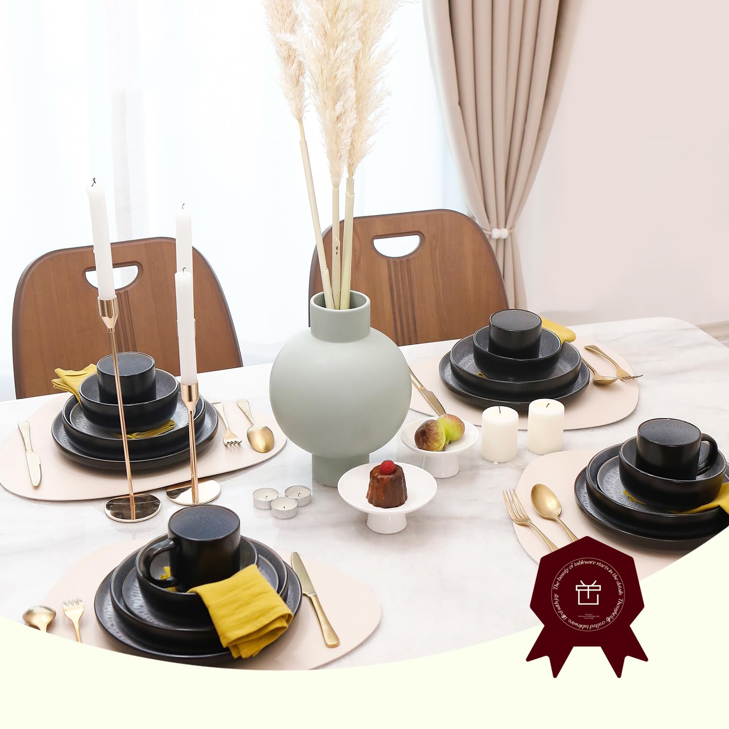 HomeVSS Ensemble de vaisselle 20 pièces - Pour 4 personnes, ensemble d'assiettes et de bols à glaçure réactive Bubble Frost | Ensemble de vaisselle allant au micro-ondes et au lave-vaisselle