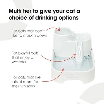 Cat Mate Multi-Level Pet Water Fountain (335) - BPA and BHT Free 3-Stage Filter, for Cats & Small Dogs, Quiet and Hygienic Drinking Fountain, 70 fl. Oz Capacity