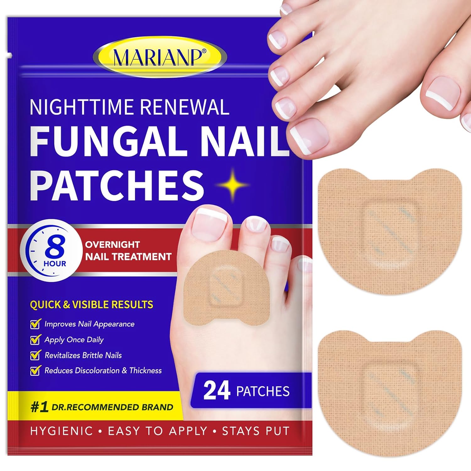 Toenail Fungus Treatment Extra Strength, 24 Pcs Fungal Nail Patches for Toenail Fungus Treatment Overnight, Nail Repair for Damaged Nails, Toenails Care Supplies, Restore Discoloration and Thickness