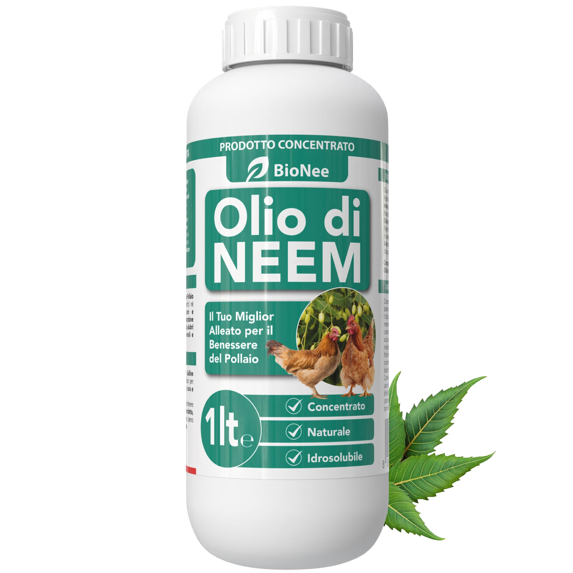 BioNee Olio di Neem Concentrato per Pollaio e Galline – Formulato Naturale Idrosolubile | Pulizia, Igiene e Benessere del Pollaio | Alta Purezza, Zero Residui Chimici