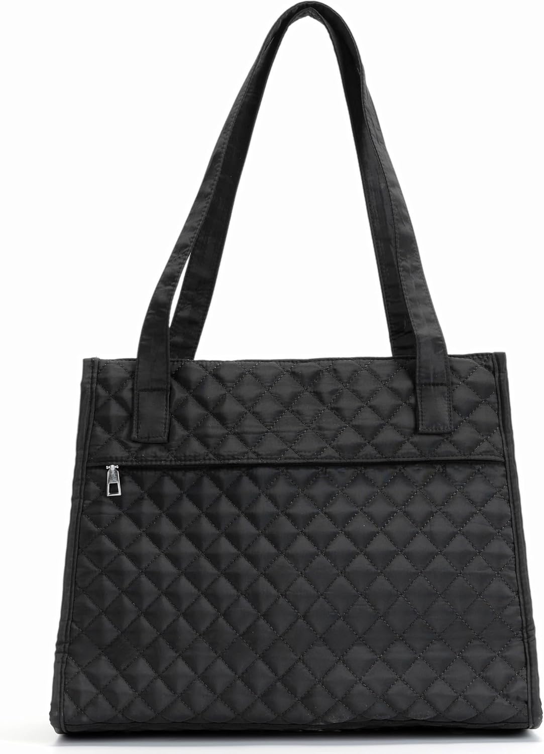 Tote Bag for Women, Lightweight Quilted Puffer Tote Bag with Compartments, Spacious Work Shoulder Bag with Zipper for Travel