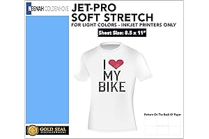Jet-PRO SS SOFSTRETCH Iron-On Heat Transfer Paper 8.5x11 Inch, Custom Pack of 25 Sheets