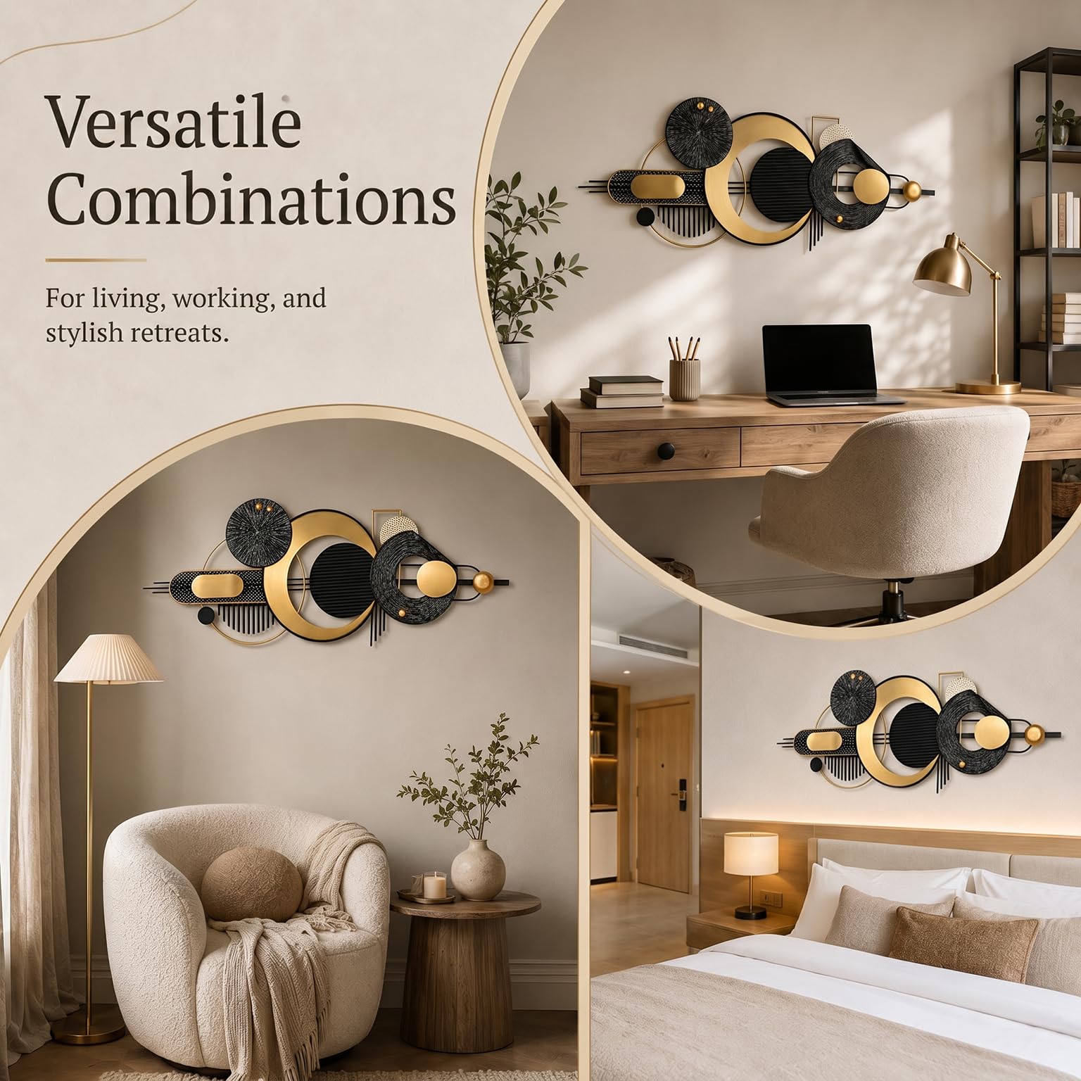 Adorno de Pared Metálico,Decoración Geométrica Abstracta 3D para | Decoración mural geométrica con,incluye kit de tornillos,apto para salón,dormitorio, cocina y oficina - 152CM