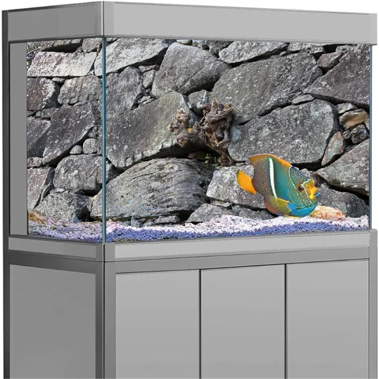 Aquarium Rückwandfolie 1 Rolle Aquarium-Hintergrundposter mit 3D-Effekt, schwarzer Stein, HD-Stein, Selbstklebender Aquarium-Hintergrund(White,40x80cm)
