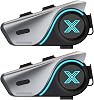 Helmet Bluetooth Headset with Audio Multitasking, 2 Riders Motorcycle Intercom, Bluetooth 5.3 Helmet Communication System with Universal Pairing/FM/1000 mAh Batterie, Double Pack-DP