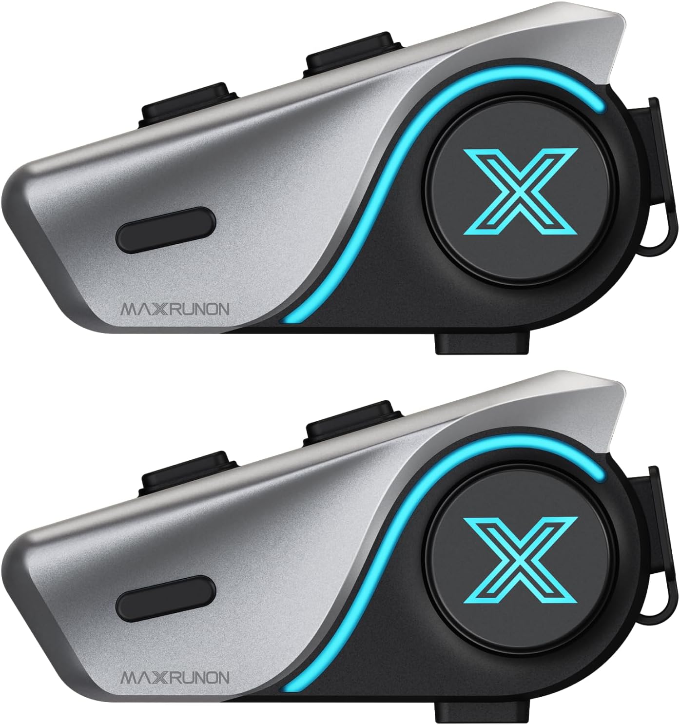 D9 Motorcycle Bluetooth Headset with Audio Multitasking, 1000m Helmet Intercom, Bluetooth 5.3, Noise Canceling, Universal Pairing, FM Radio, 1000mAh Battery, Fits Snowmobile/ATV/Ski, 2 Pack