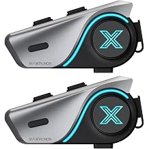 D9 Motorcycle Bluetooth Headset with Audio Multitasking, Helmet Intercom System, Bluetooth 5.3, Noise Canceling, Universal Pairing, FM Radio, 1000mAh Battery, Fits Snowmobile/ATV/Ski, 2 Pack