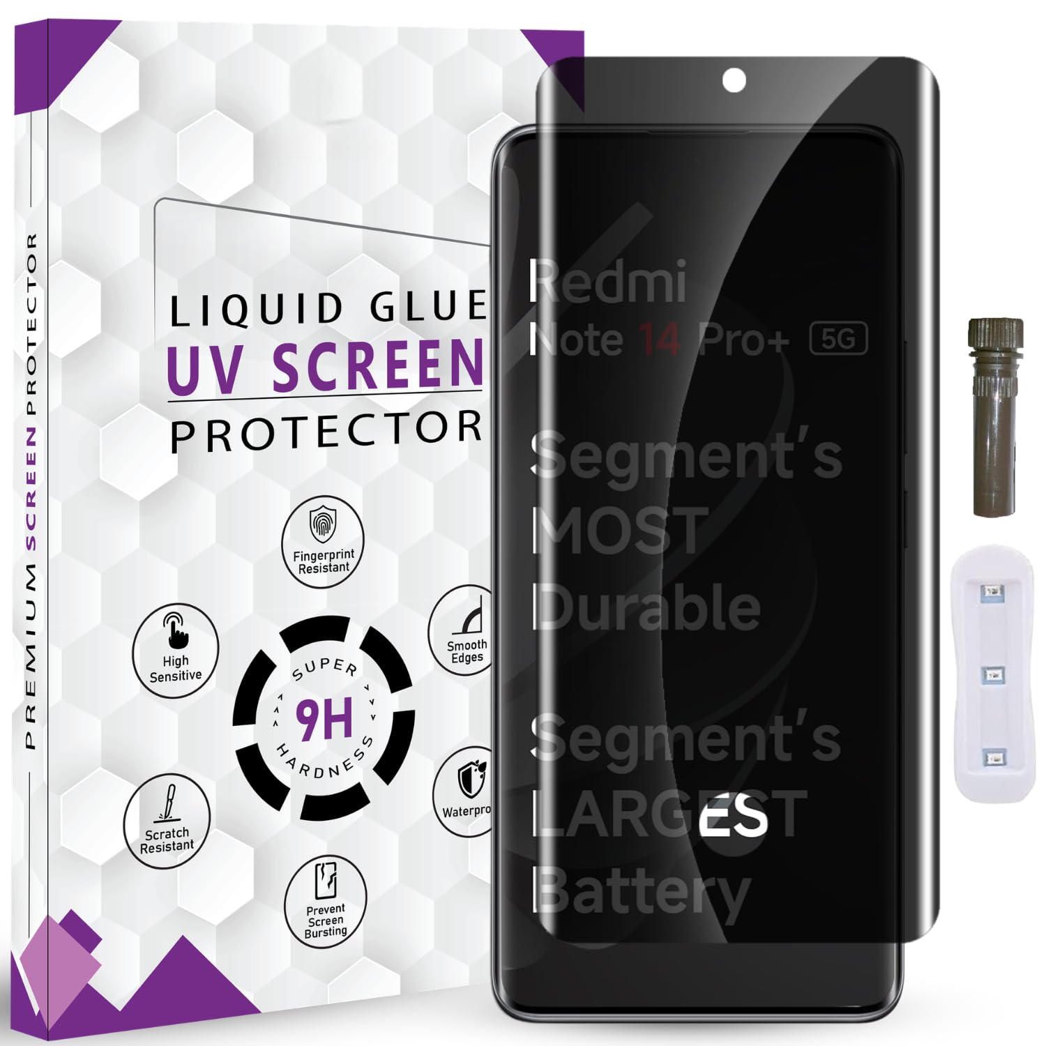 Advanced HD+ UV Privacy Tempered Glass Screen Protector for Redmi Note 14 Pro Plus (6.67 Inch) Edge to Edge Coverage Anti-Spy/Anti-Peeping 9H Hardness Screen Guard with Installation Kit-picture-21