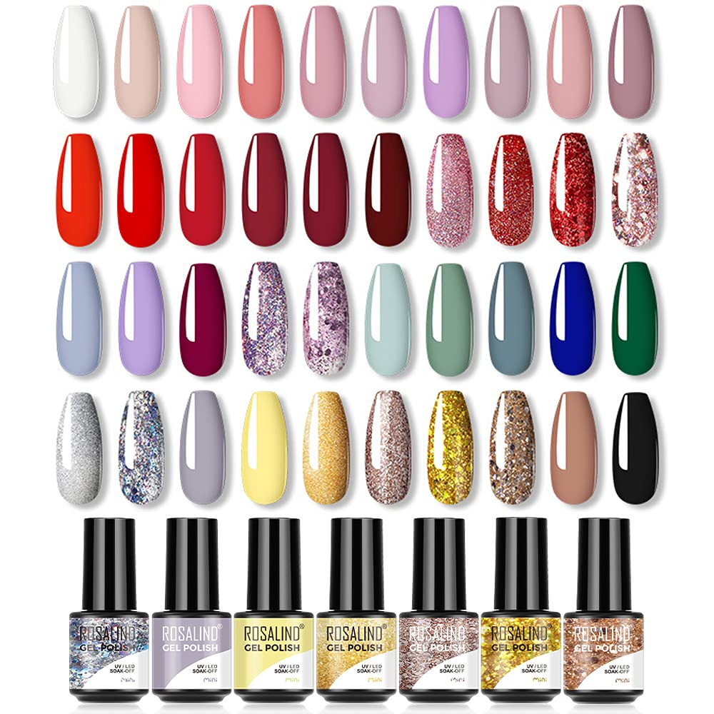 Buy ROSALIND Semipermanent Nail Polish, Pastel Nail Polish UV Gel Nail