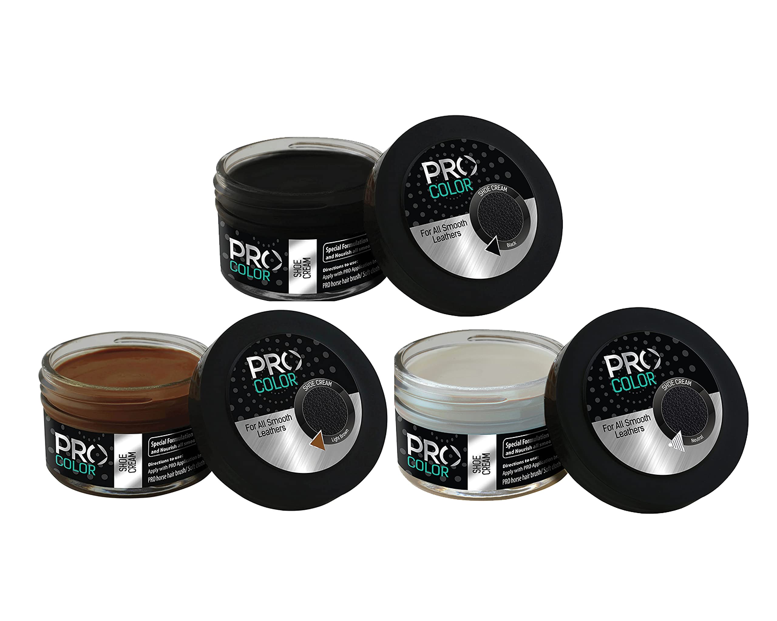 PRO Forever Combo Shoe Care Kit IShoe Polish for Leather Shoes with Natural Carnauba and Bees Wax I Shoe Cream Black Neutral and Dark Brown 50ML each (B098B3ZMC6) Amazon Price History, Amazon Price Tracker