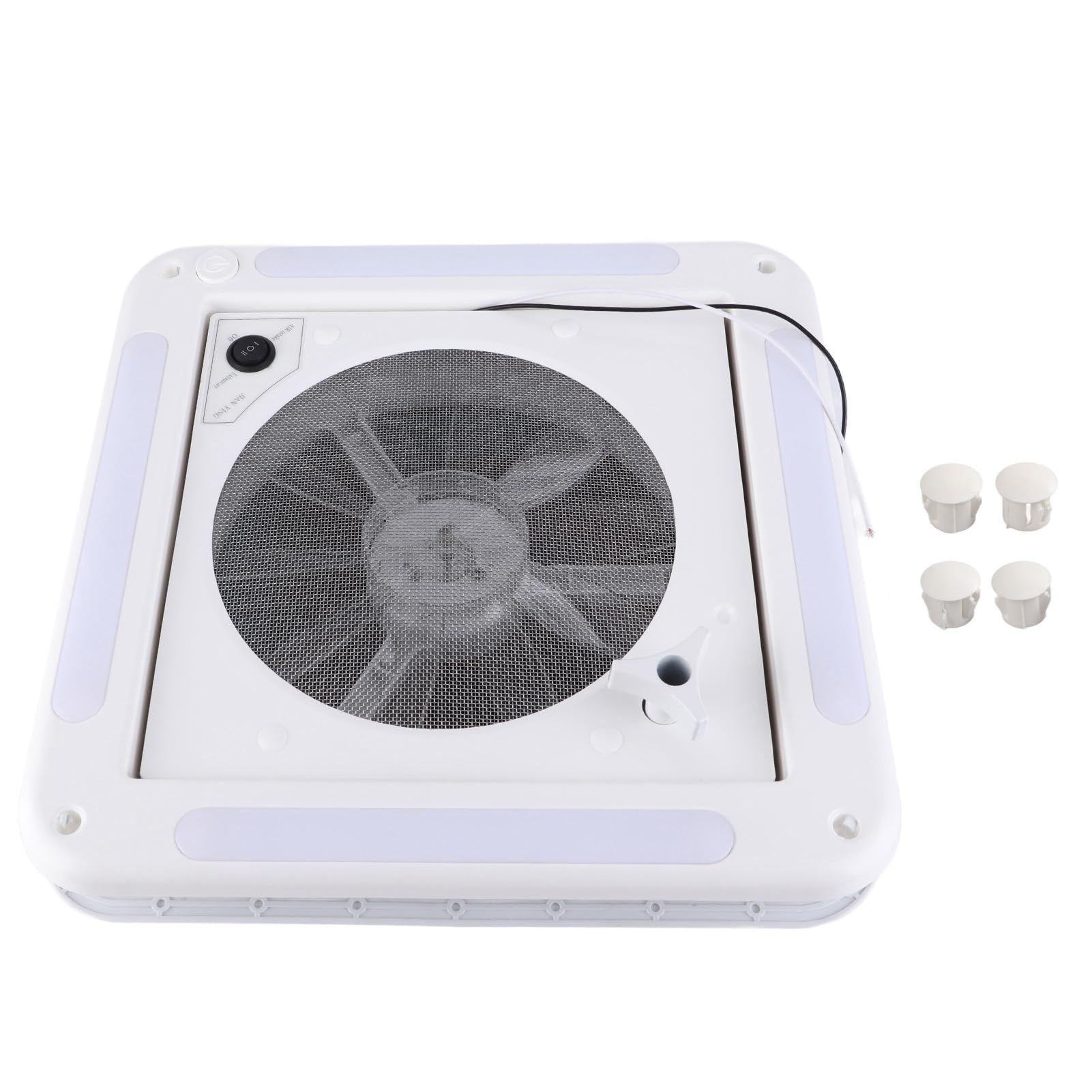 Tnfeeon Wentylator Dachowy Rv 12V 360x360mm Podwójny Wylot Wlotu Powietrza | 10 Ostrzy, Siatka Przeciw Owadom ze Stali Nierdzewnej, Silnik z Czystej Miedzi, do Jachtu z przyczepą kempingową i Autobusem