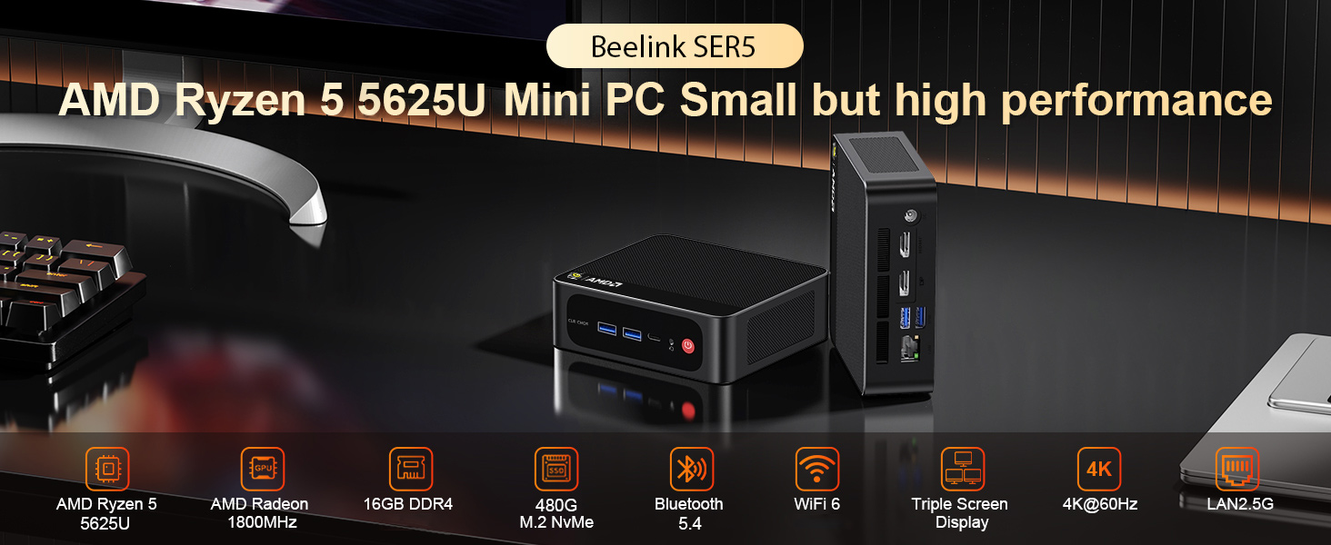 Amazon.com: Beelink Mini PC, SER5 Pro 5625U AMD Ryzen 5 (Up to 4.3