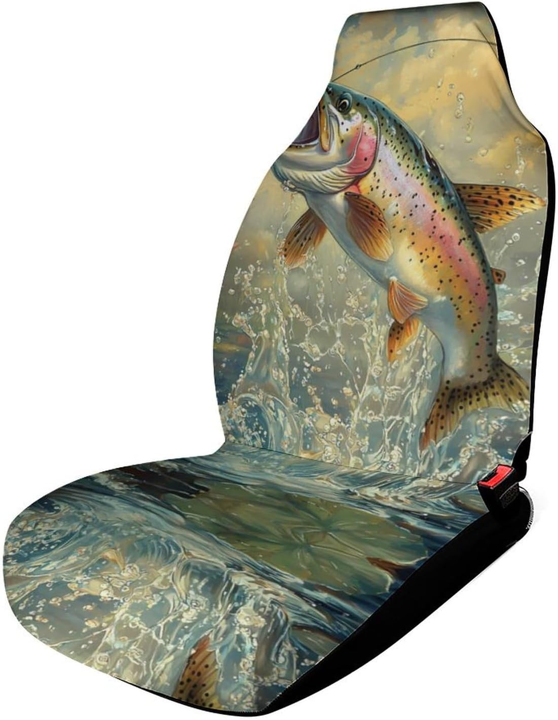 Fish Poster Rainbow Trout Car Seat Covers Universal Car Front Seats Protector Auto Interior Accessories 1PCS