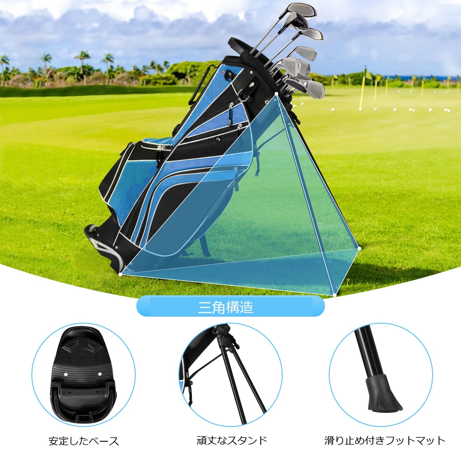 Amazon | GYMAX キャディーバッグ ゴルフバッグ 練習用 クラブ