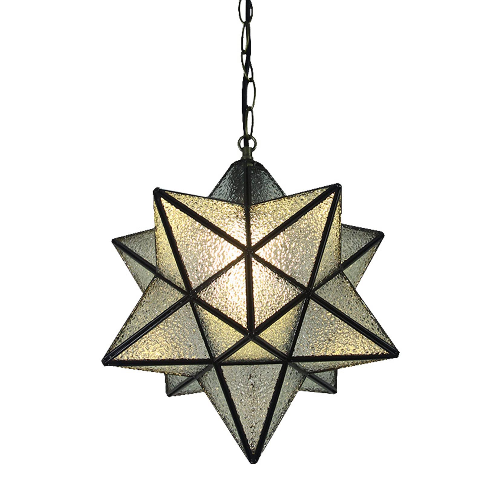 Plafonnier suspendu étoile en verre dépoli lustre rétro chic pour salon