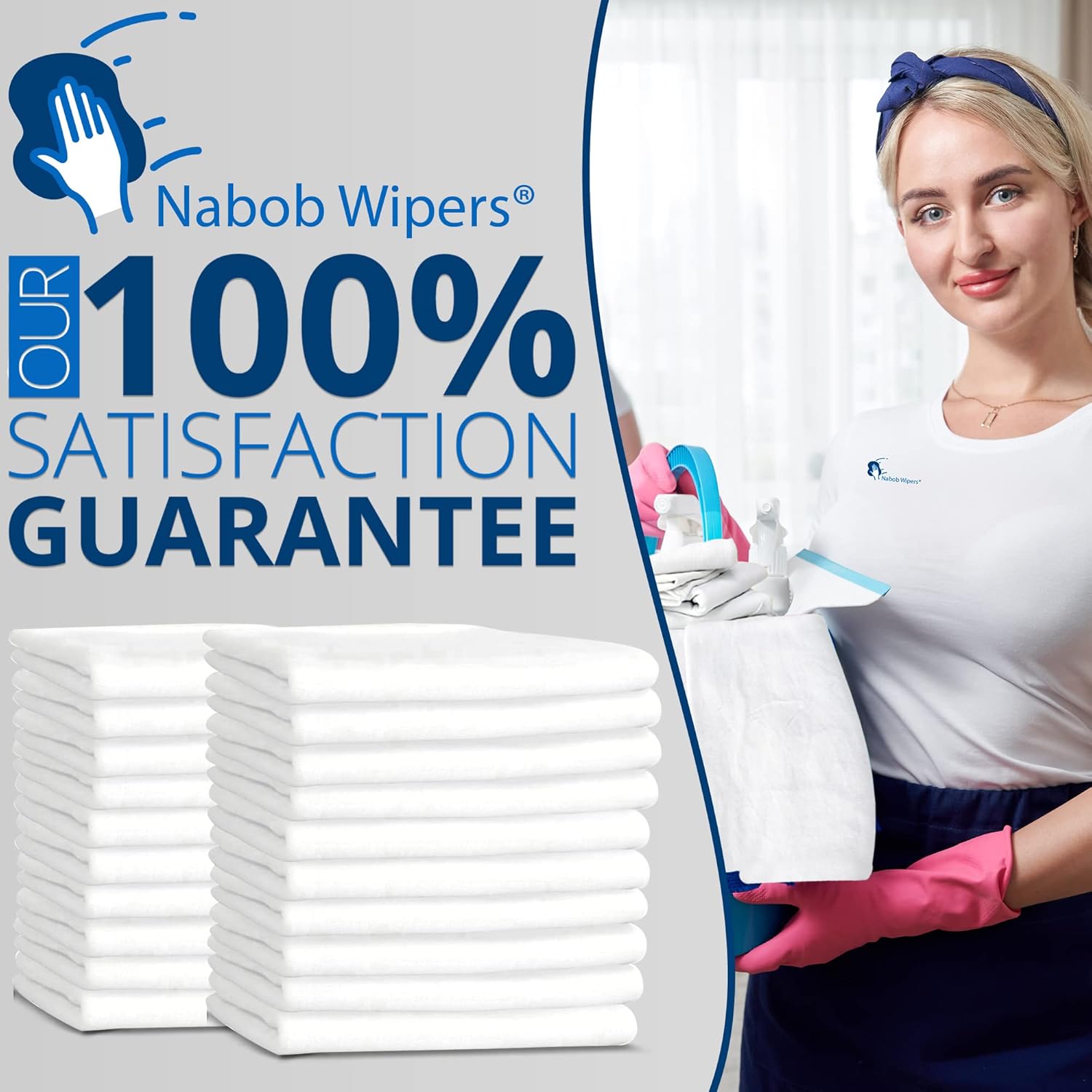 New Premium White T-Shirt Knit Rags, Exact Cut Pieces - 100% Cotton, Cloth Rags, Excellent for General Cleaning, Spills, Home, Staining, Polishing, Bar Mop by Nabob Wipers (White Knit, 1/2 Lb Bag) : Health & Household
