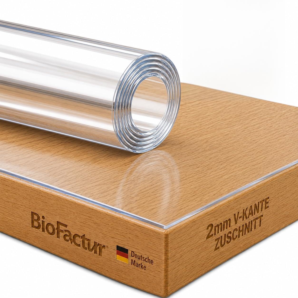 Tischfolie Transparent nach Maß mit V-Kante, 2 mm PVC Tischschutz | Glasklare Tischauflage, Abwaschbar & Lebensmittelecht, 90x150 cm