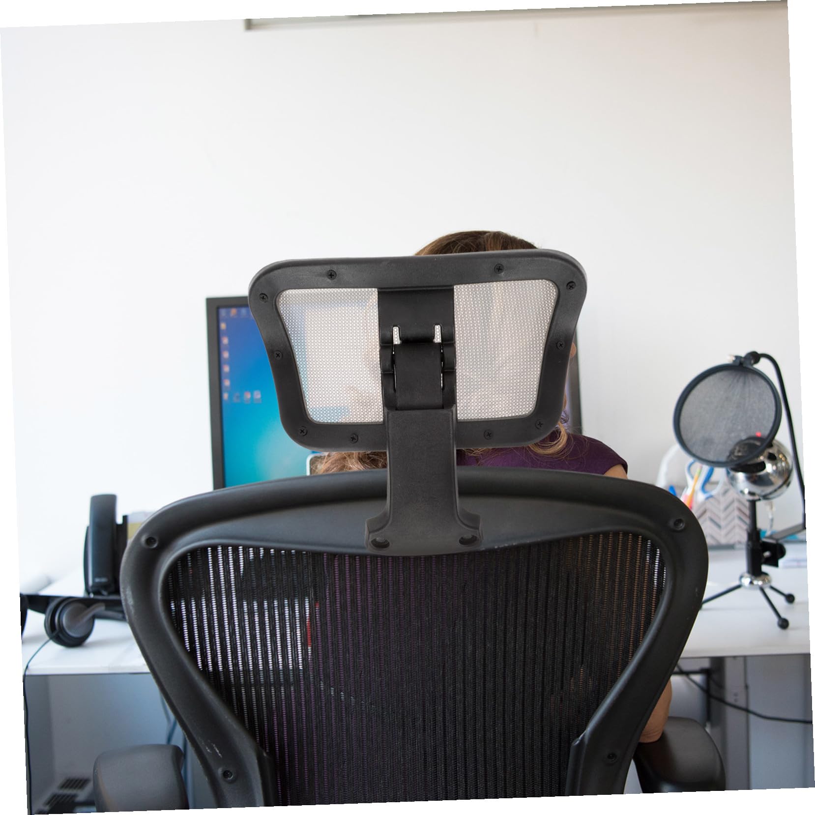 Cabilock Cojín para Silla de Oficina Ajustable Soporte Cervical Cabeza Respaldo y Transpirable Fácil Instalación Compatible con Sillas Giratorias